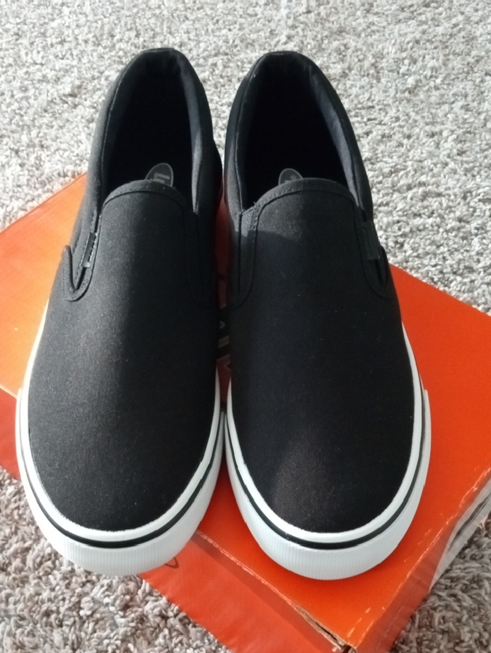 Lugz Black Slip-On Canvas Loafers with White Sole - Picture 3 of 5